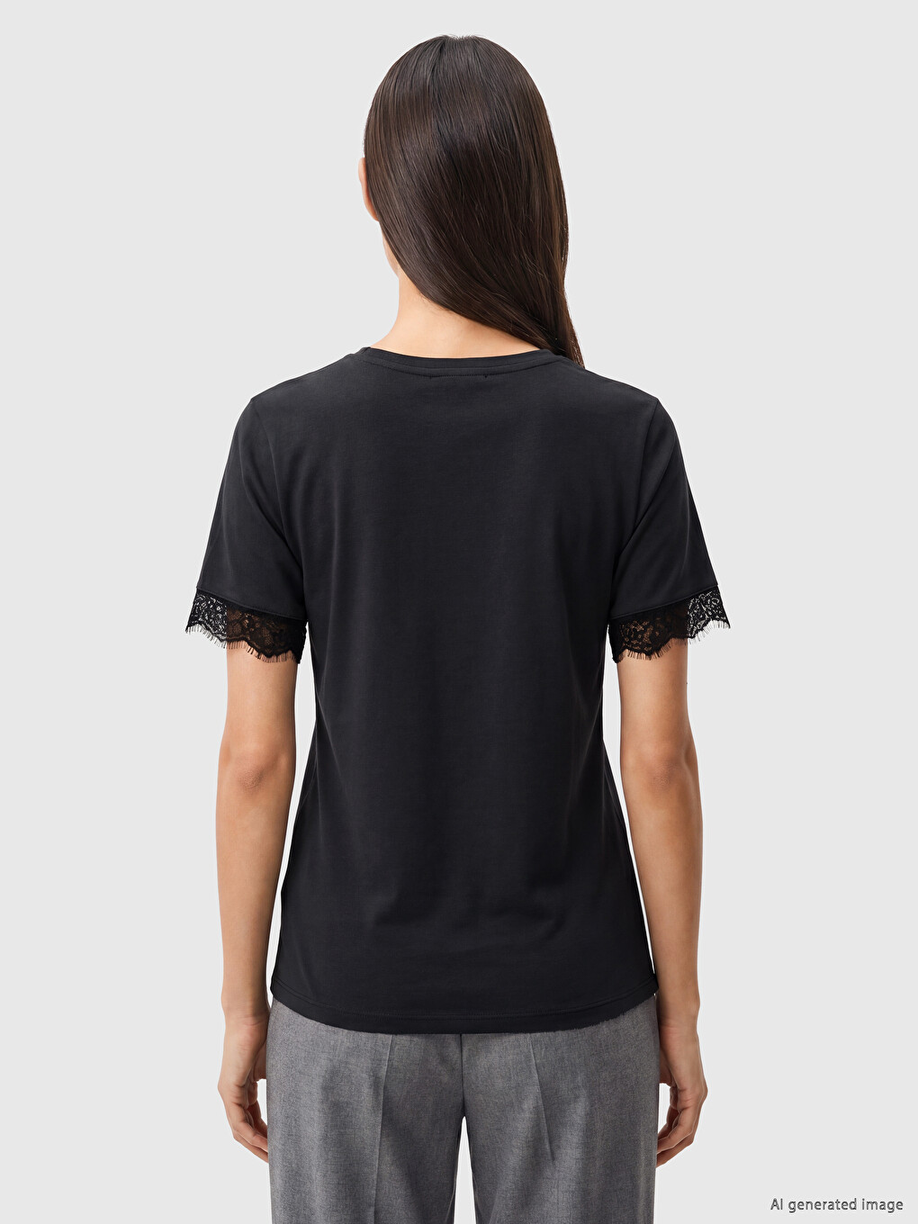 Lace Detailed Modal Blend Women's T-Shirt-3