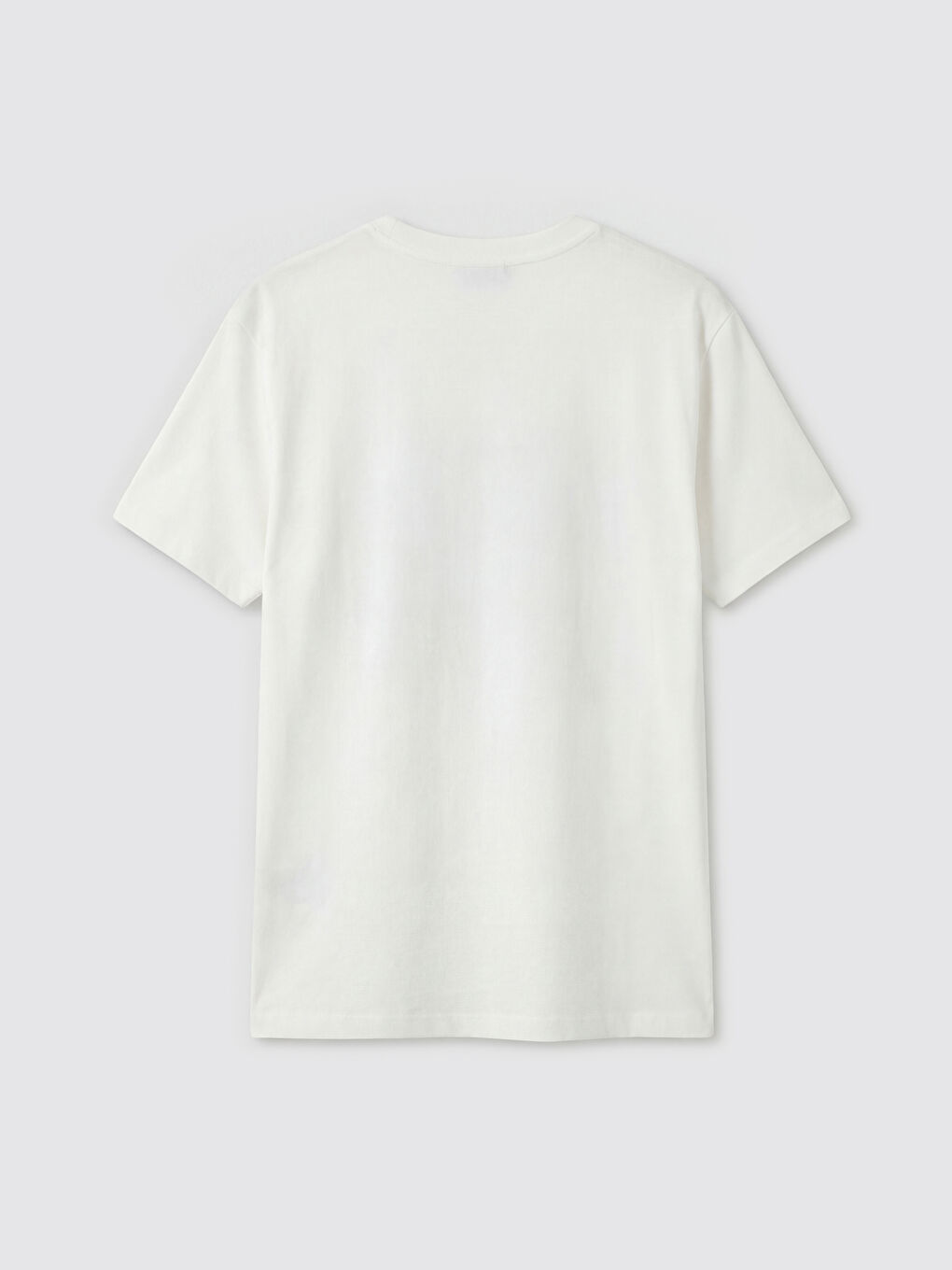 Ekru Bisiklet Yaka Baskılı Kadın Tişört-1