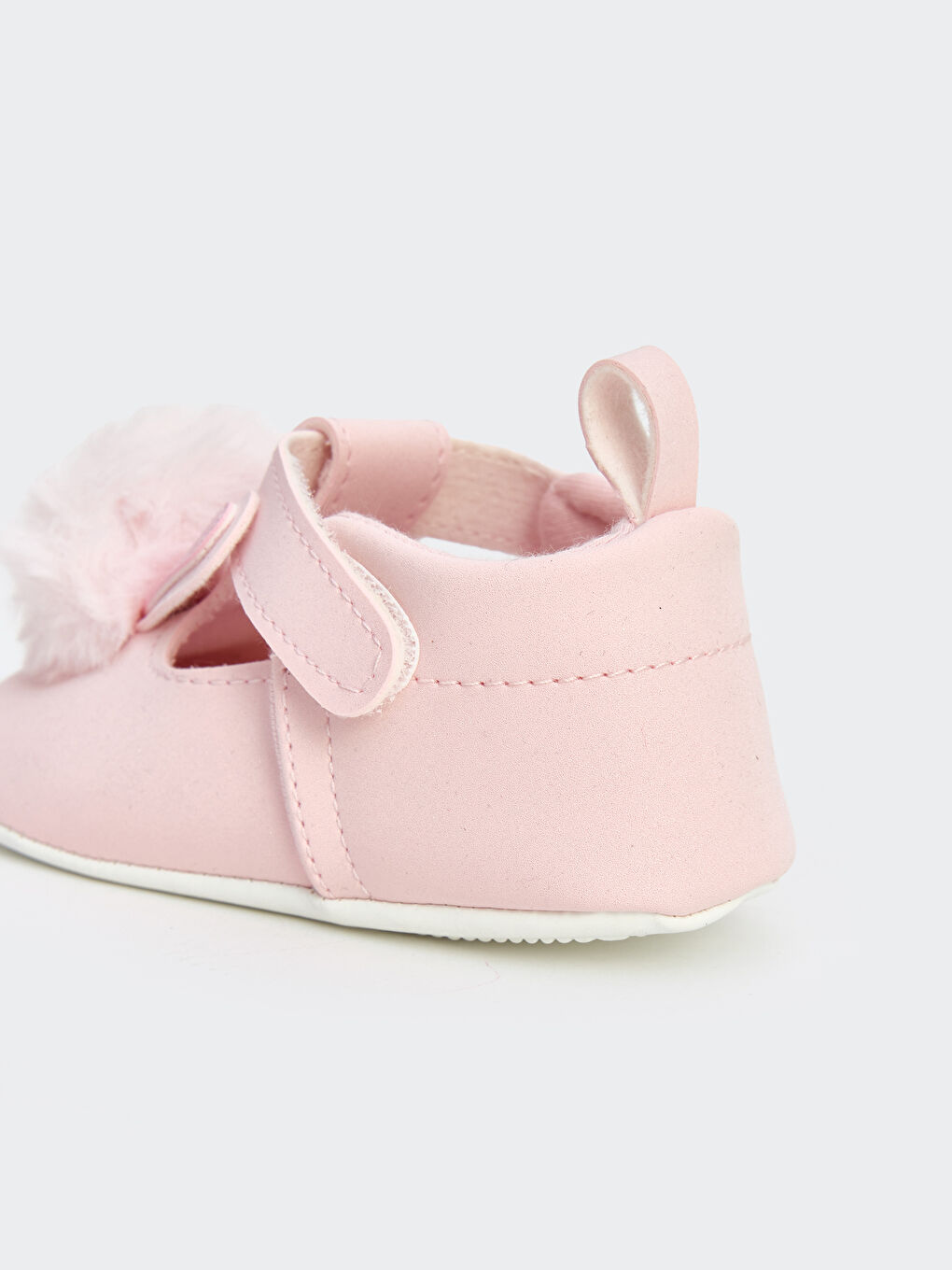 Pembe Pelüş Ponponlu Kız Bebek Yürüme Öncesi Ayakkabı-2