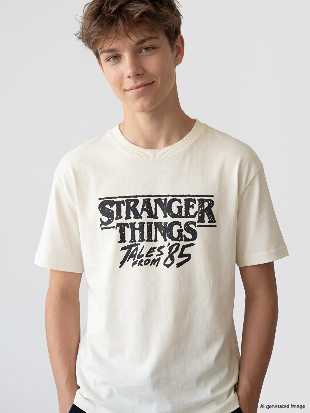 T-shirt Me Jakë Të Rrumbullakët Stranger Things E Stampuar Për Djem