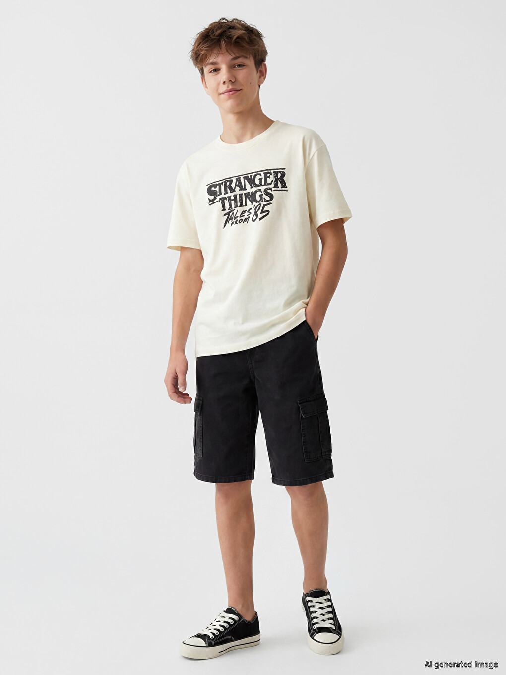 T-shirt Me Jakë Të Rrumbullakët Stranger Things E Stampuar Për Djem-1