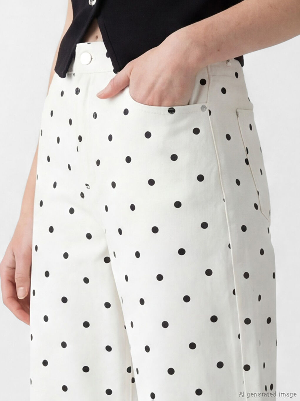 Gepunktete Damenjeans mit geradem Schnitt-2