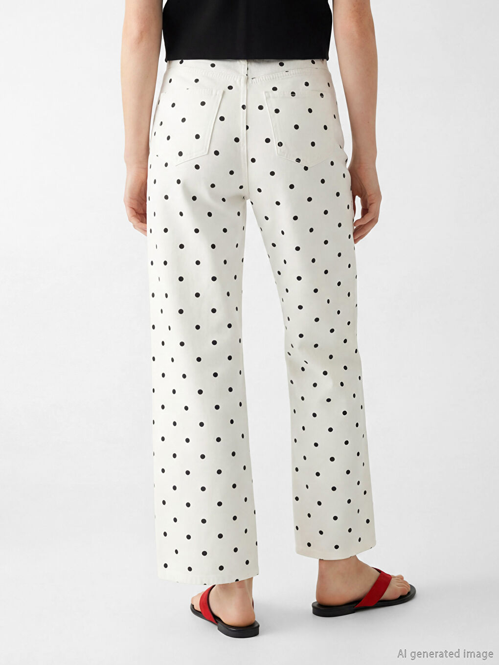 Gepunktete Damenjeans mit geradem Schnitt-3