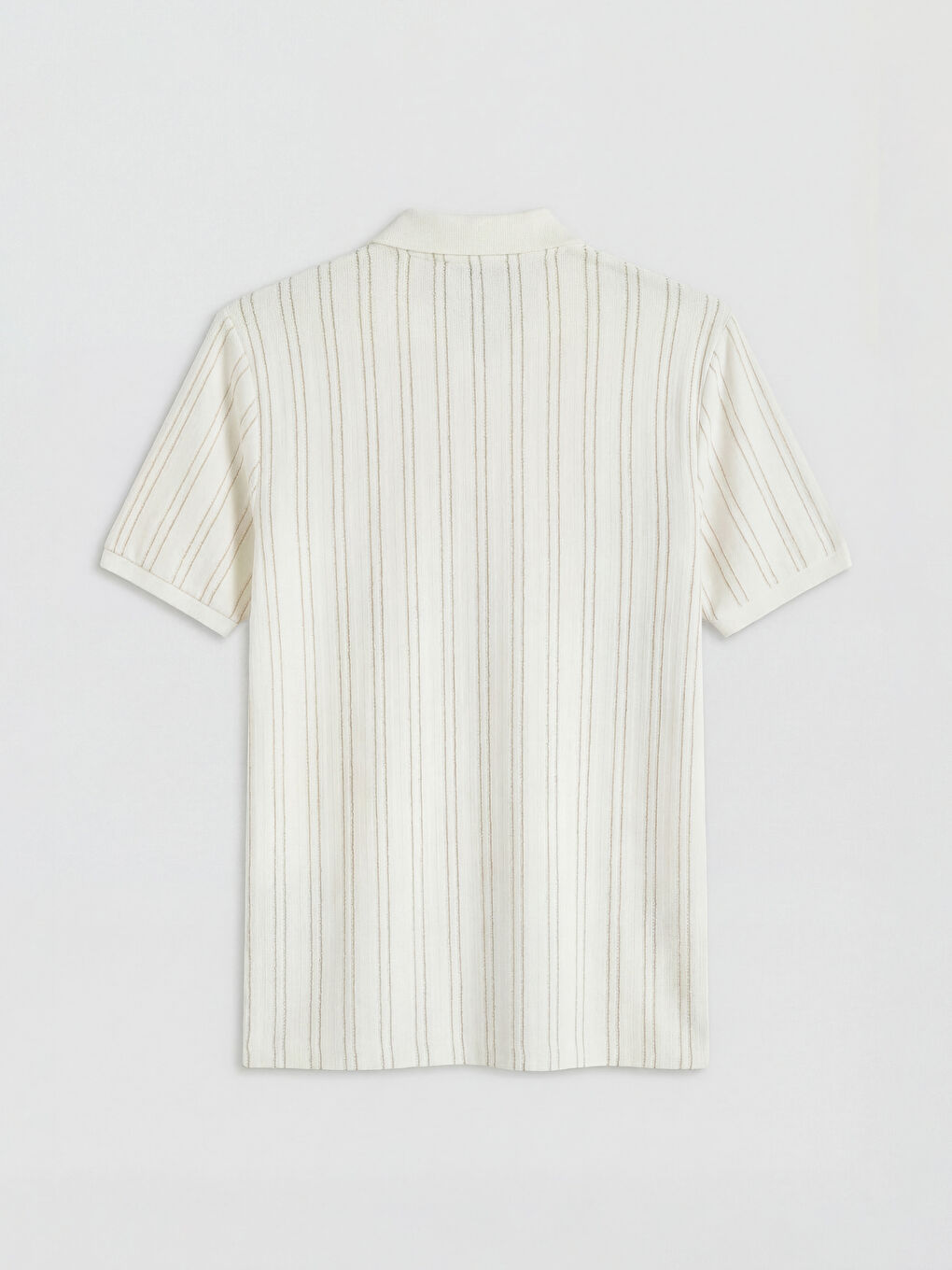 Ekru Polo Yaka Triko Erkek Tişört-1