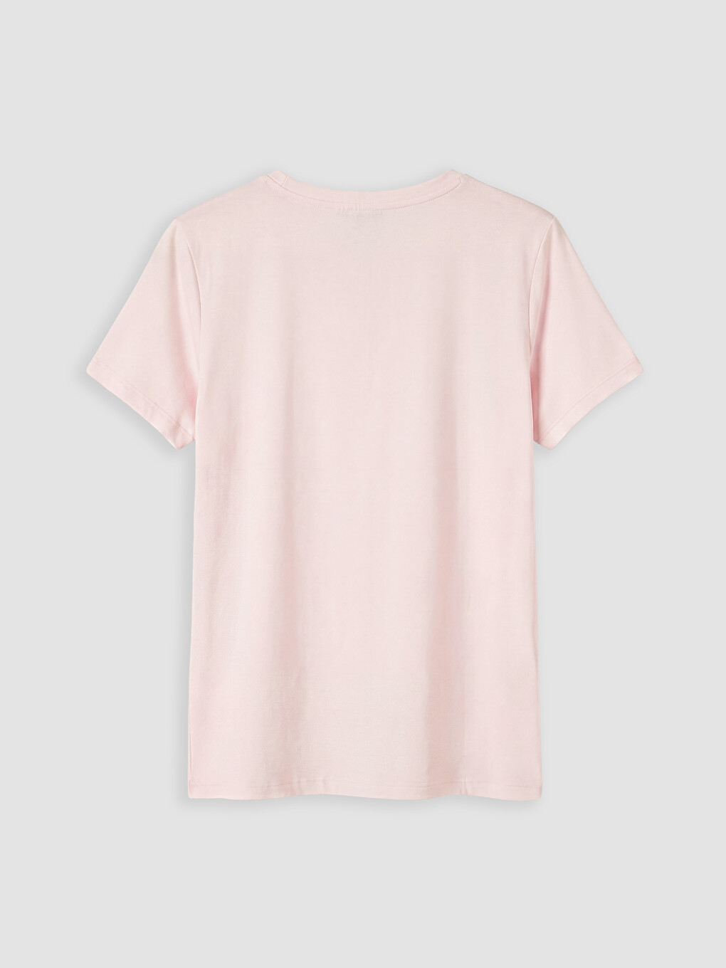 Pembe Bisiklet Yaka Baskılı Kadın Tişört-2