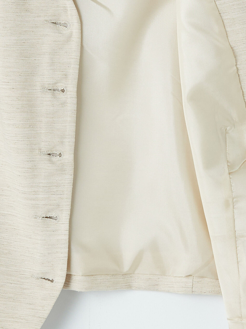 Bej V Yaka Keten Karışımlı Kadın Klasik Yelek-3