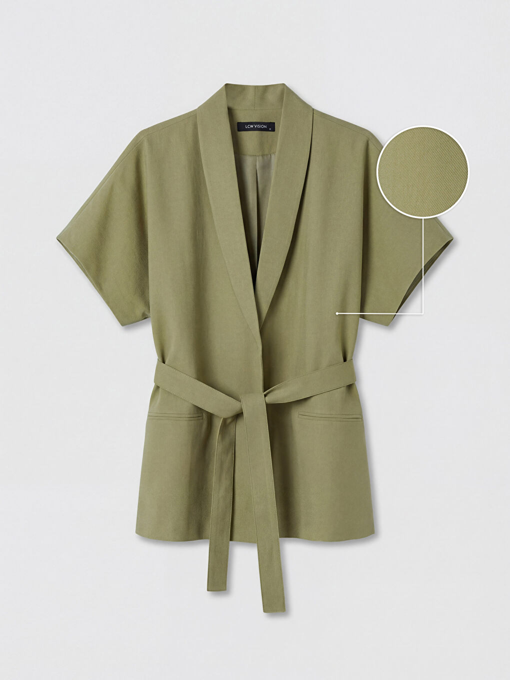 Haki Şal Yaka Kadın Yelek