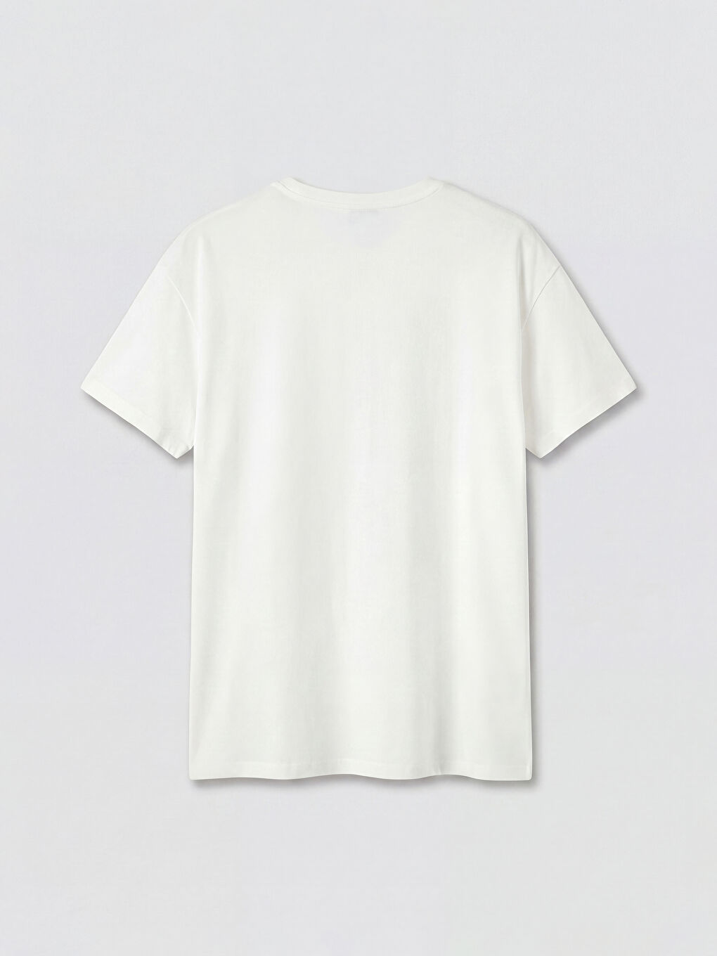 Beyaz Bisiklet Yaka Baskılı Kadın Tişört-1