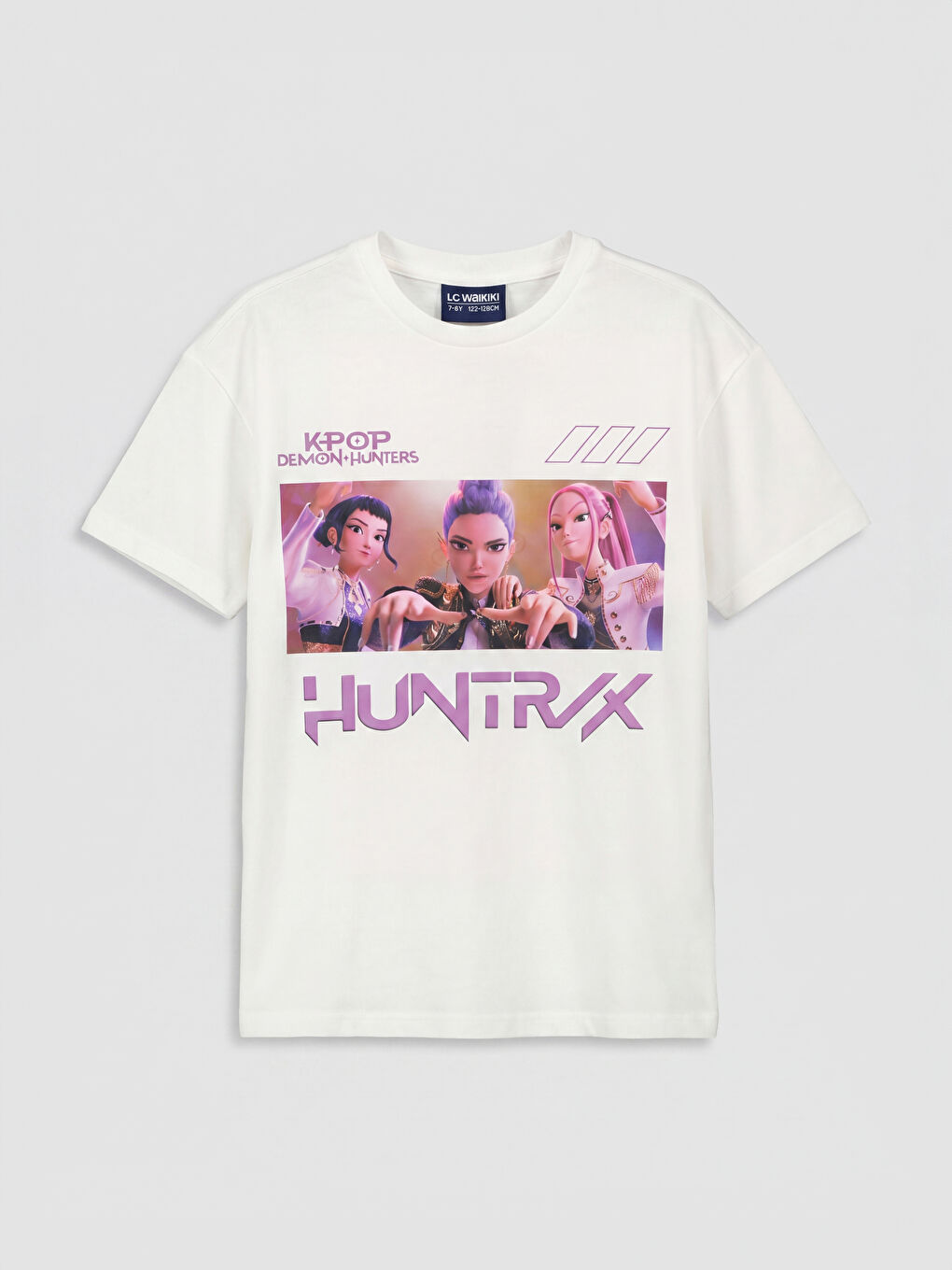 Beyaz K-pop Demon Hunters Baskılı Kız Çocuk Tişört