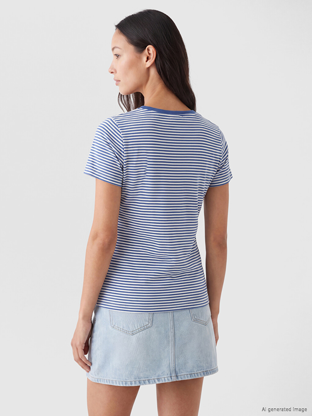 Crew Neck Striped Women's T-shirt-2