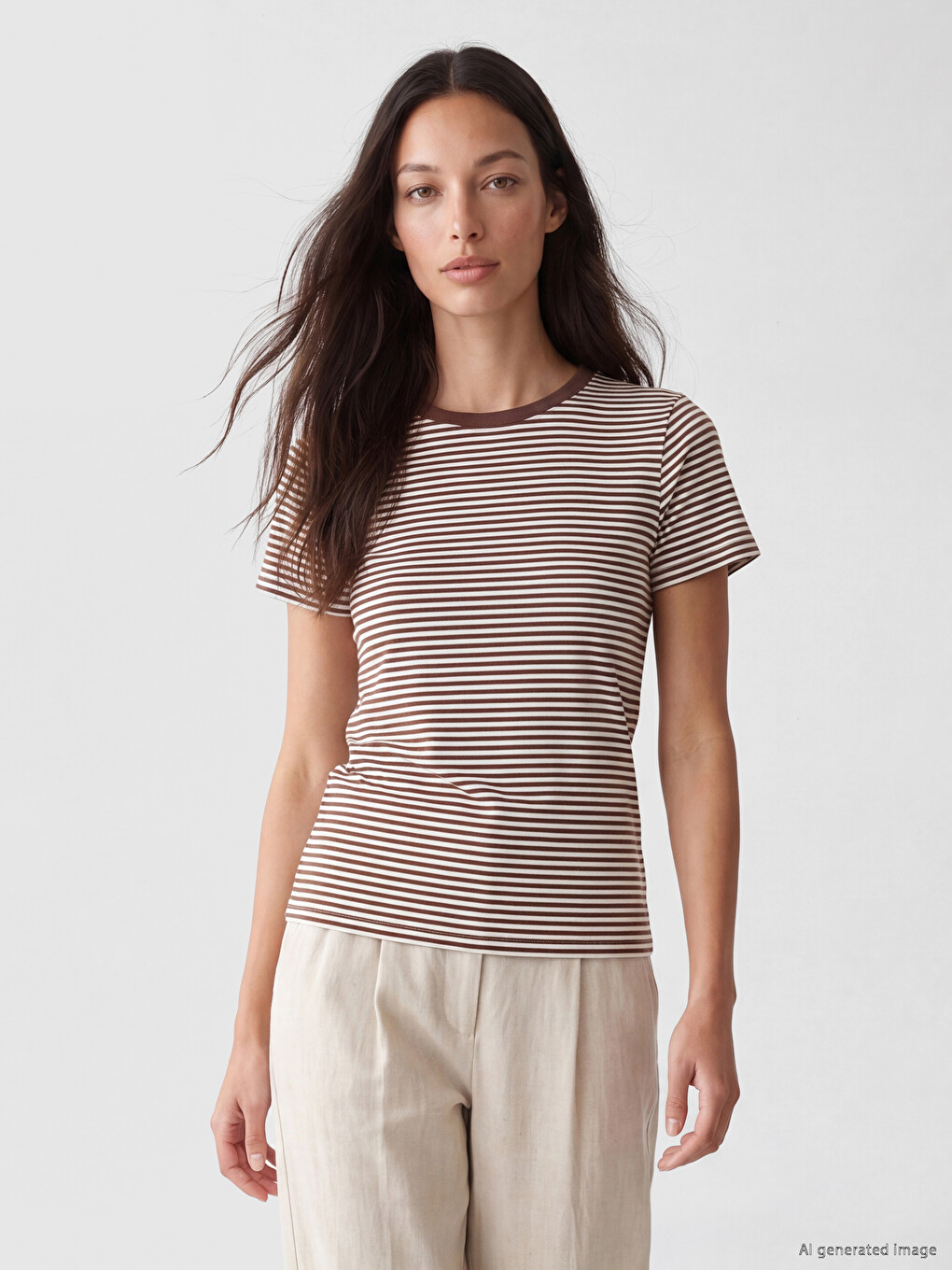 Crew Neck Striped Women's T-shirt
