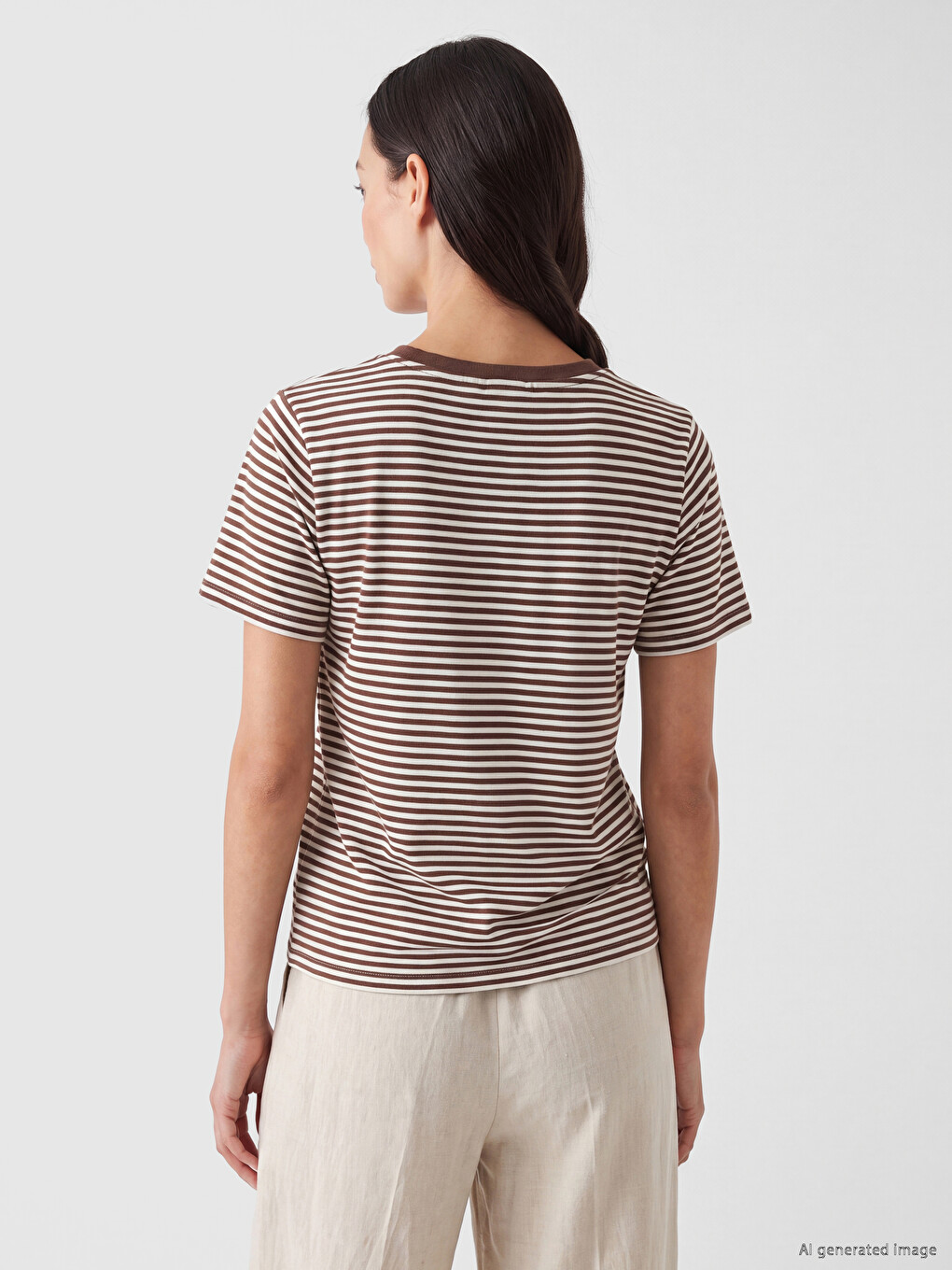 Crew Neck Striped Women's T-shirt-2