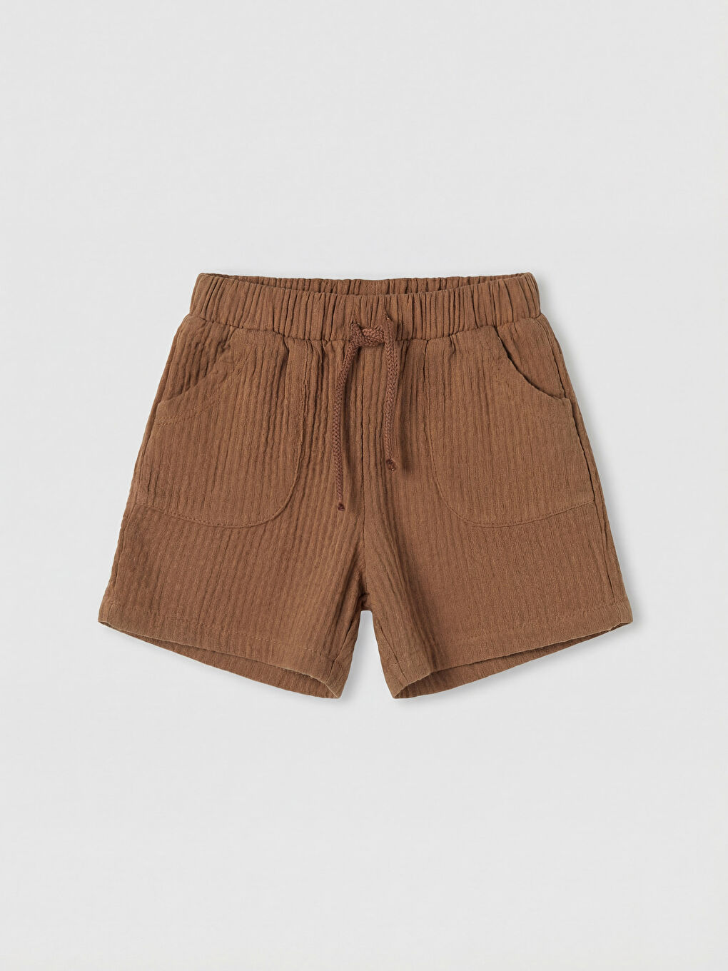 Kahverengi Erkek Bebek Fitilli Şort