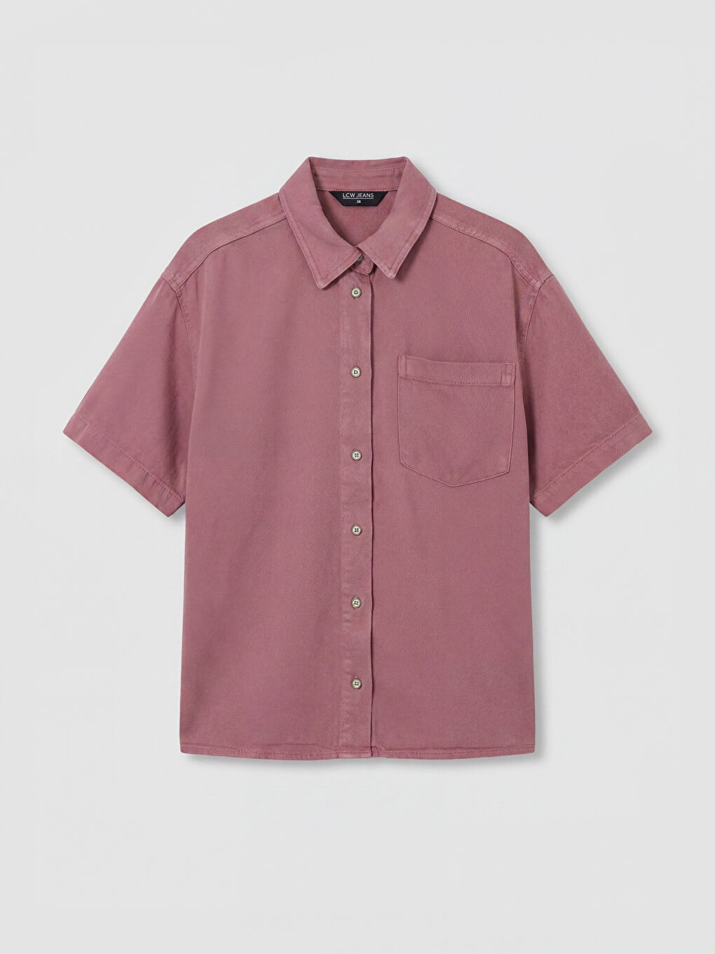 Pembe Cepli Oversize Kadın Jean Gömlek