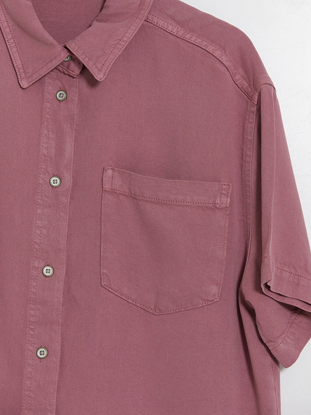 Pembe Cepli Oversize Kadın Jean Gömlek-2