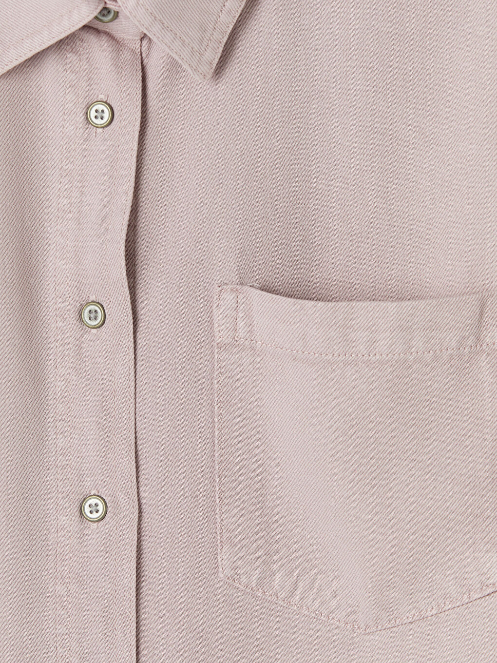 Pembe Cepli Oversize Kadın Jean Gömlek-2