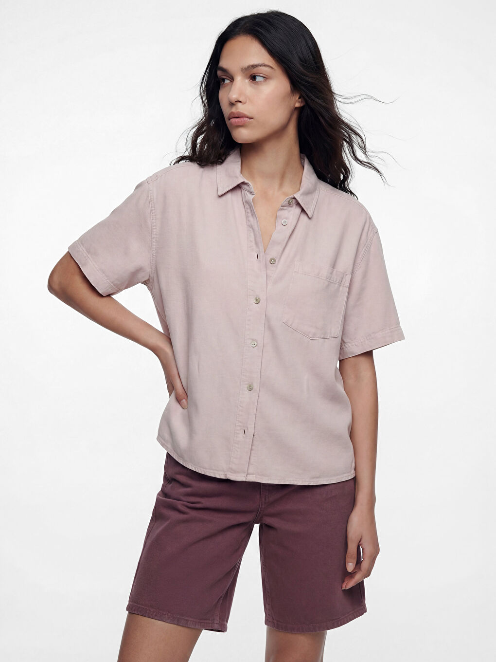 Pocketed Oversize Women's Jean Shirt