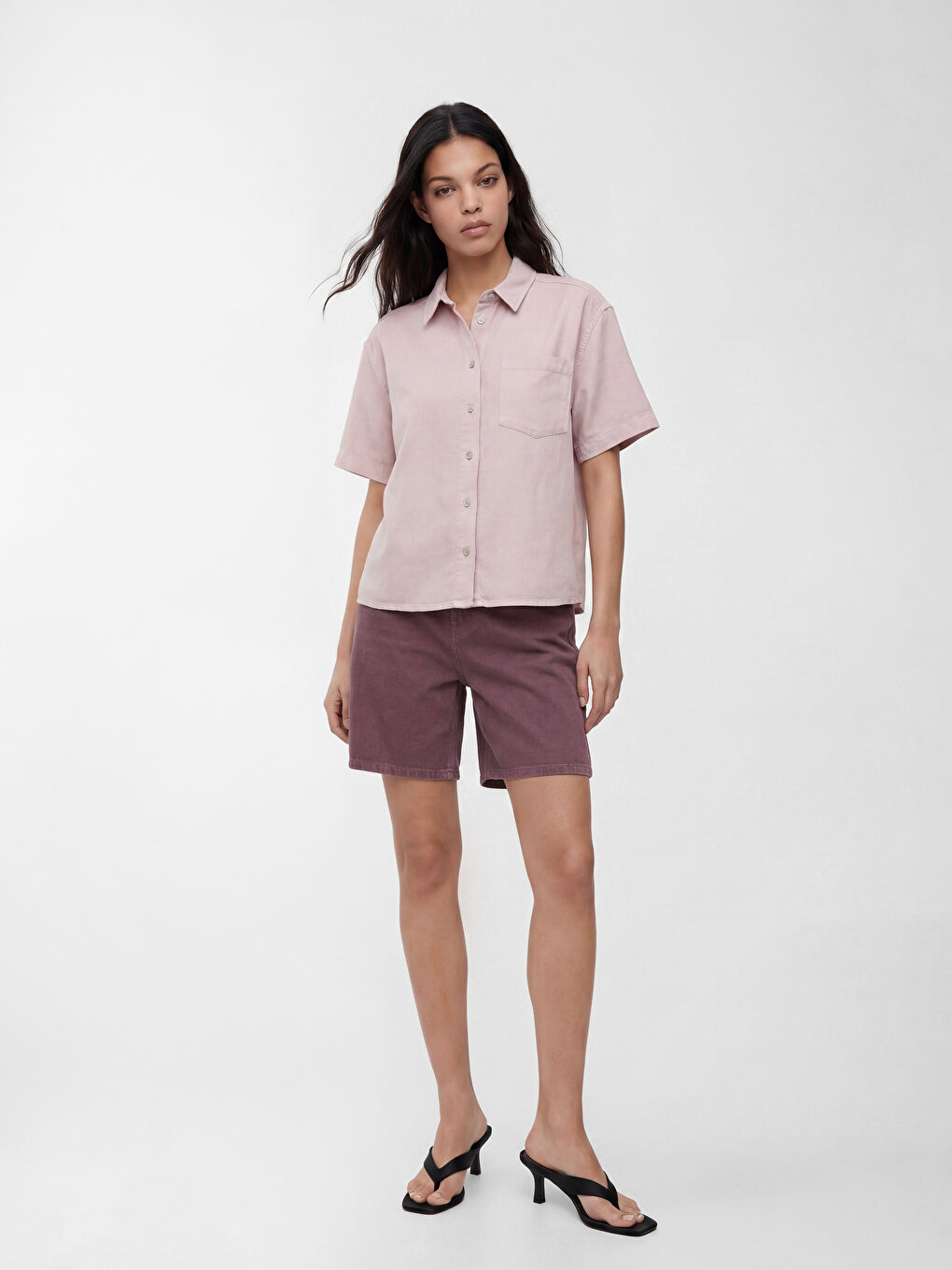 Pocketed Oversize Women's Jean Shirt-1