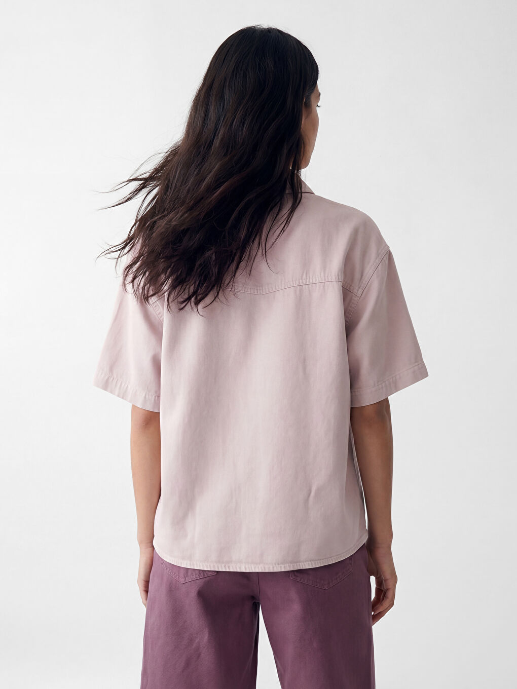 Pocketed Oversize Women's Jean Shirt-3