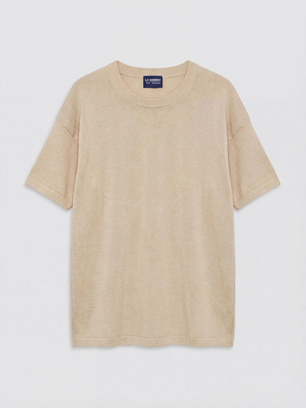 Bej Bisiklet Yaka Kısa Kollu Erkek Çocuk Triko Kazak