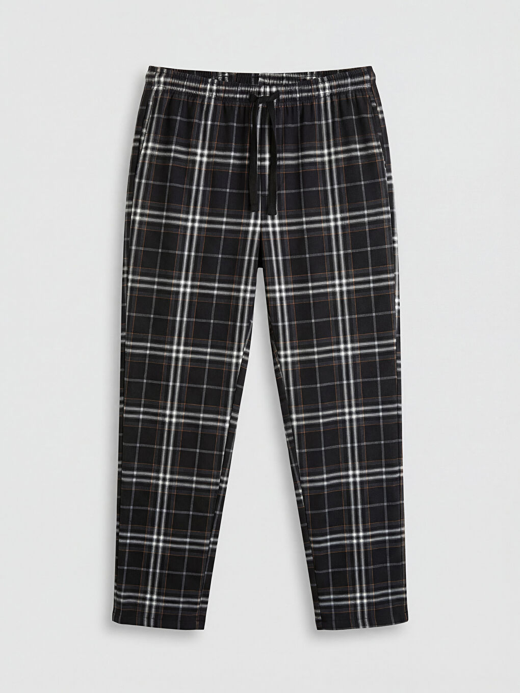 Siyah Standart Kalıp Ekose Erkek Pijama Altı