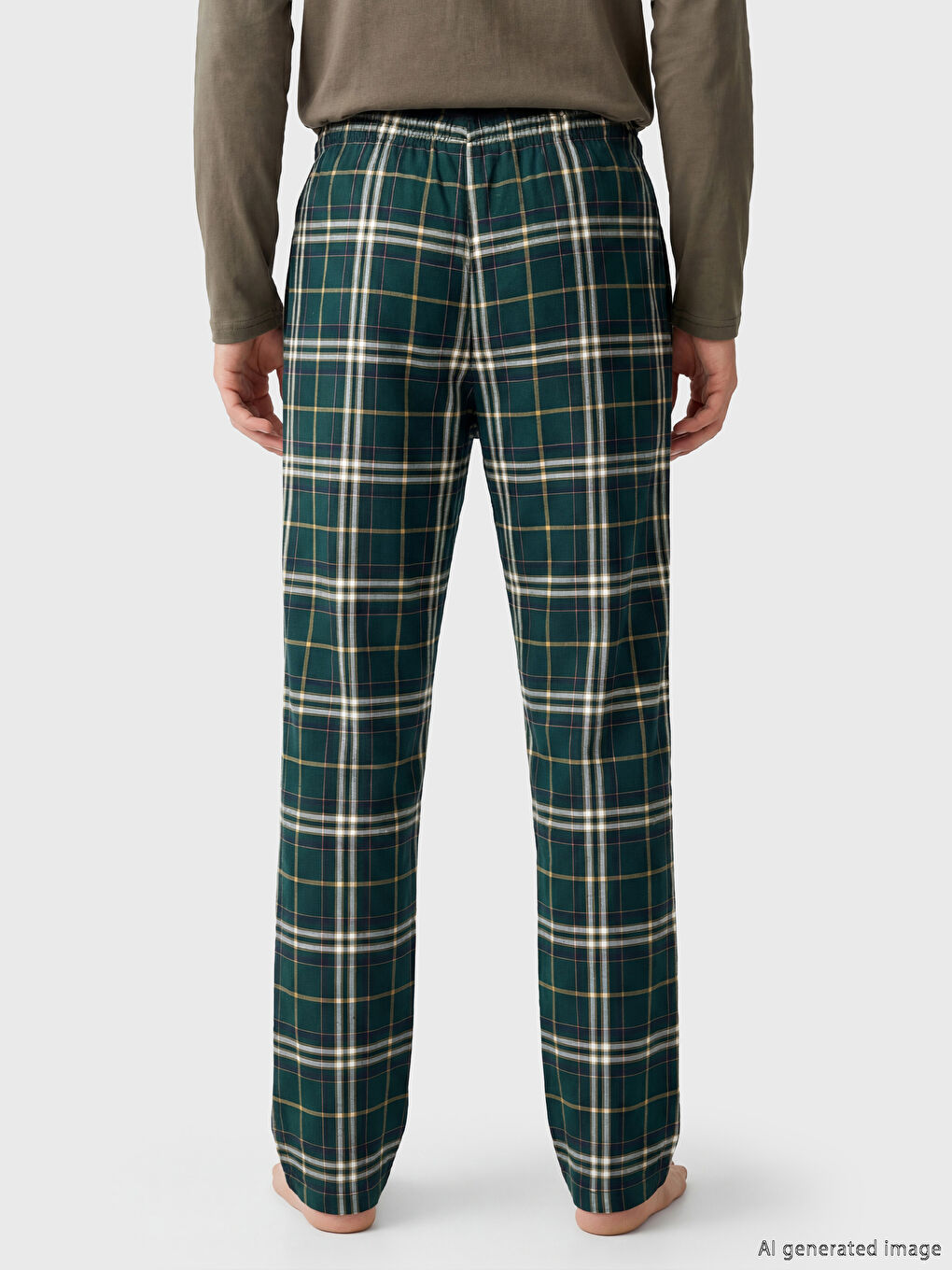 Yeşil Standart Kalıp Ekose Erkek Pijama Altı-3