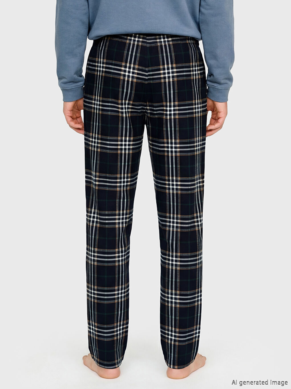 Lacivert Standart Kalıp Ekose Erkek Pijama Altı-3