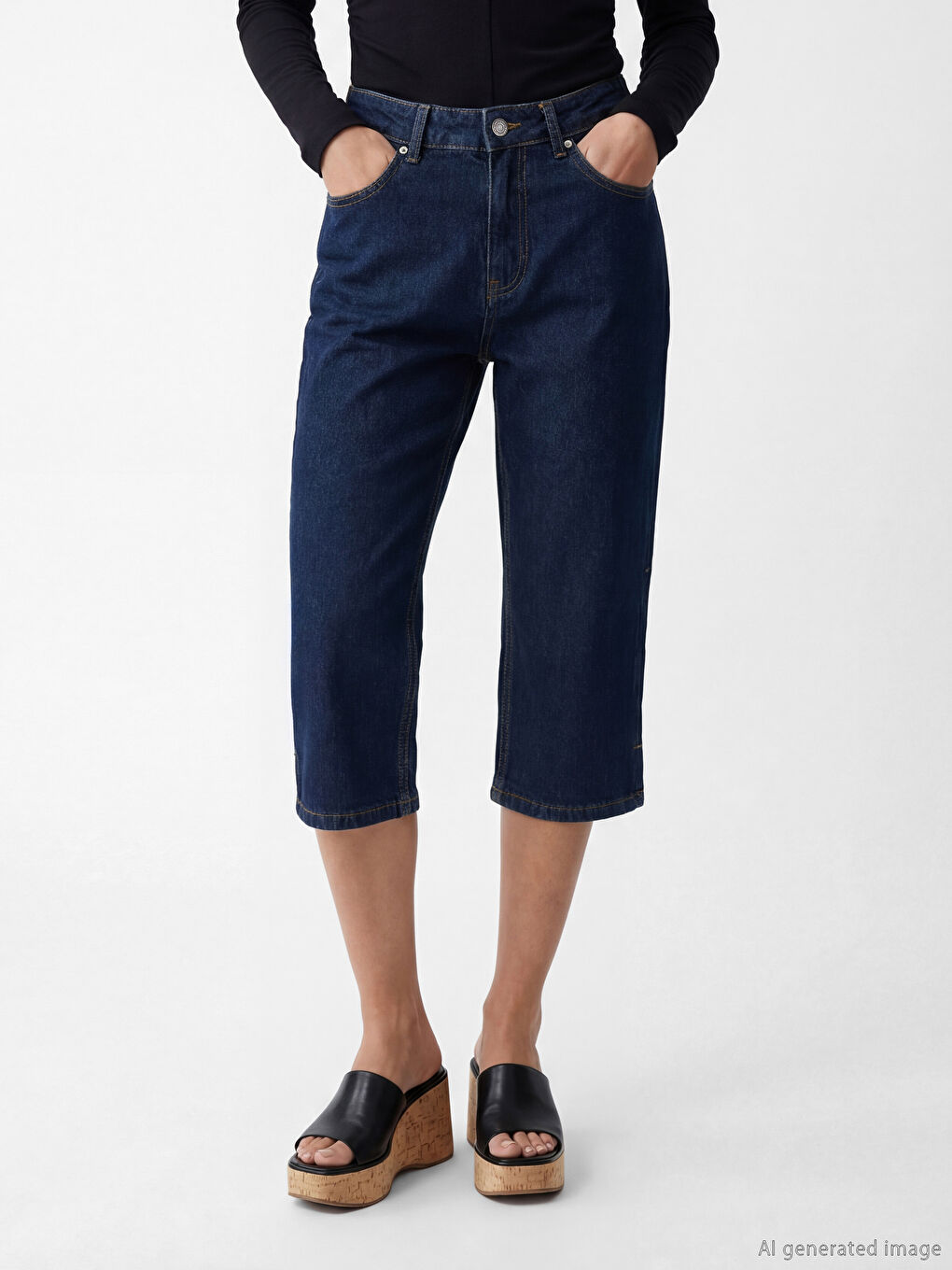 Capri din denim Slim Fit pentru femei-1