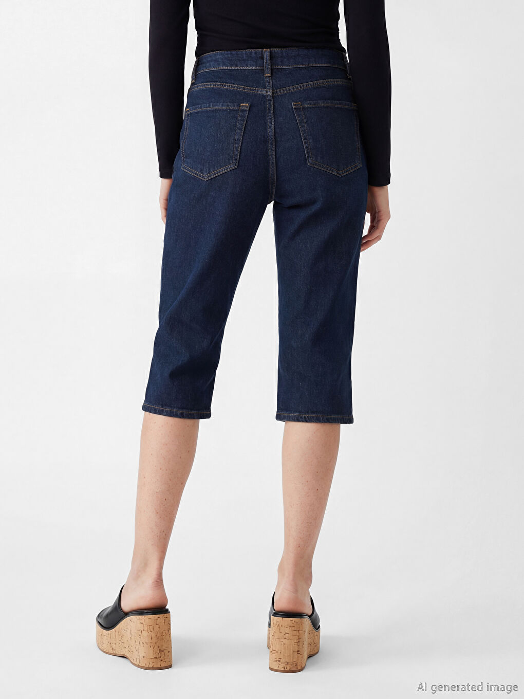 Capri din denim Slim Fit pentru femei-3