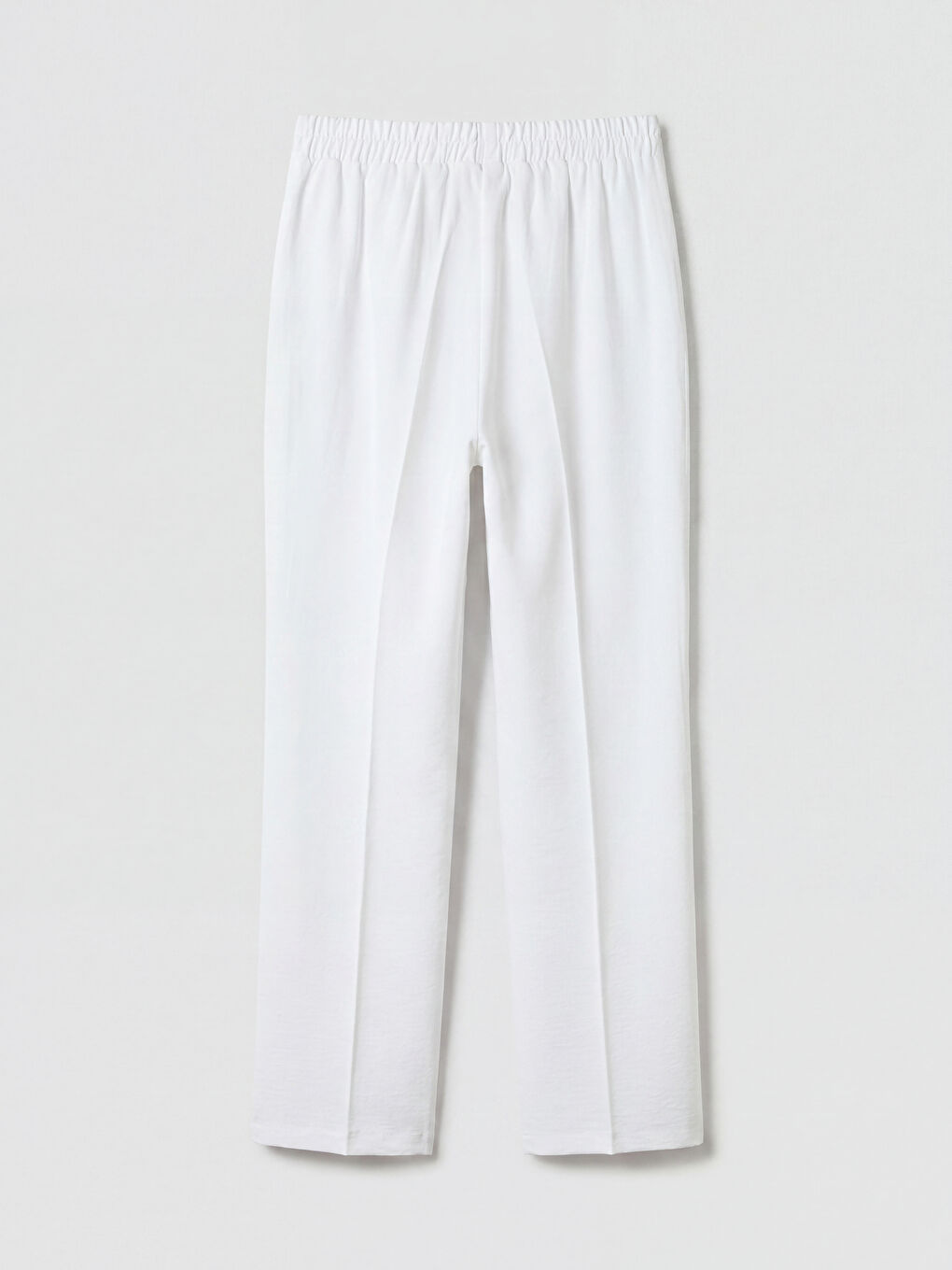 Beyaz Beli Lastikli Kadın Pantolon-5