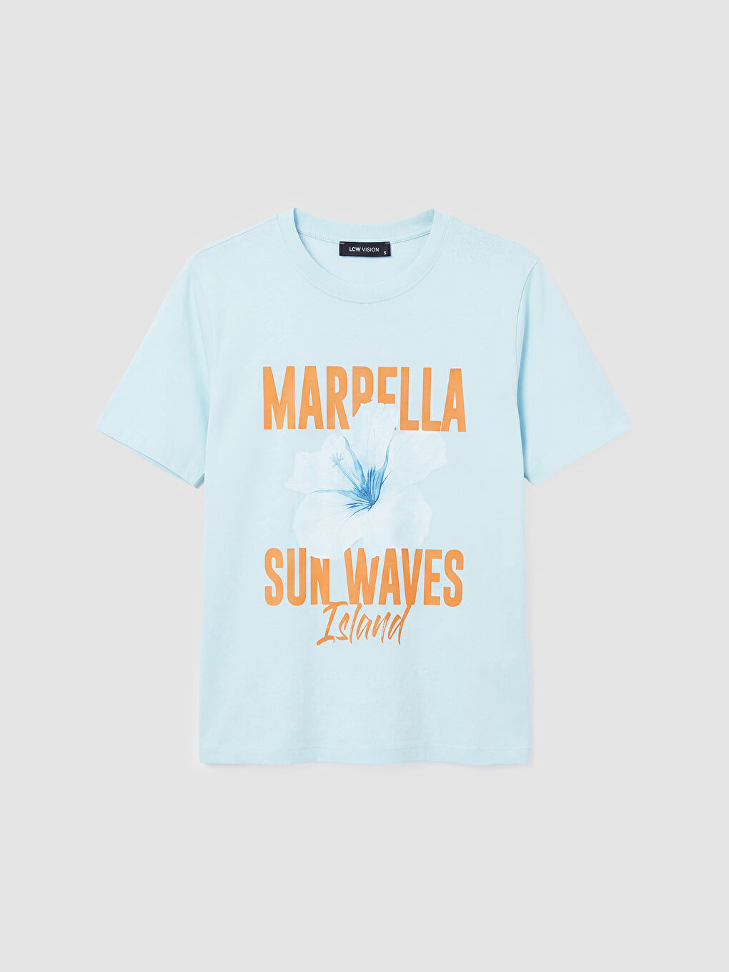 Mavi Bisiklet Yaka Baskılı Kadın Tişört