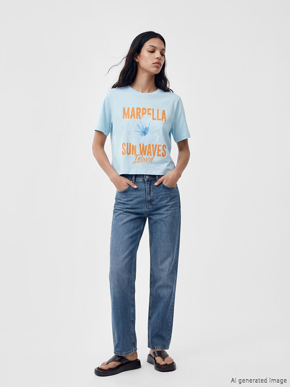 Tricou Imprimat cu Guler Rotund pentru Femei-1