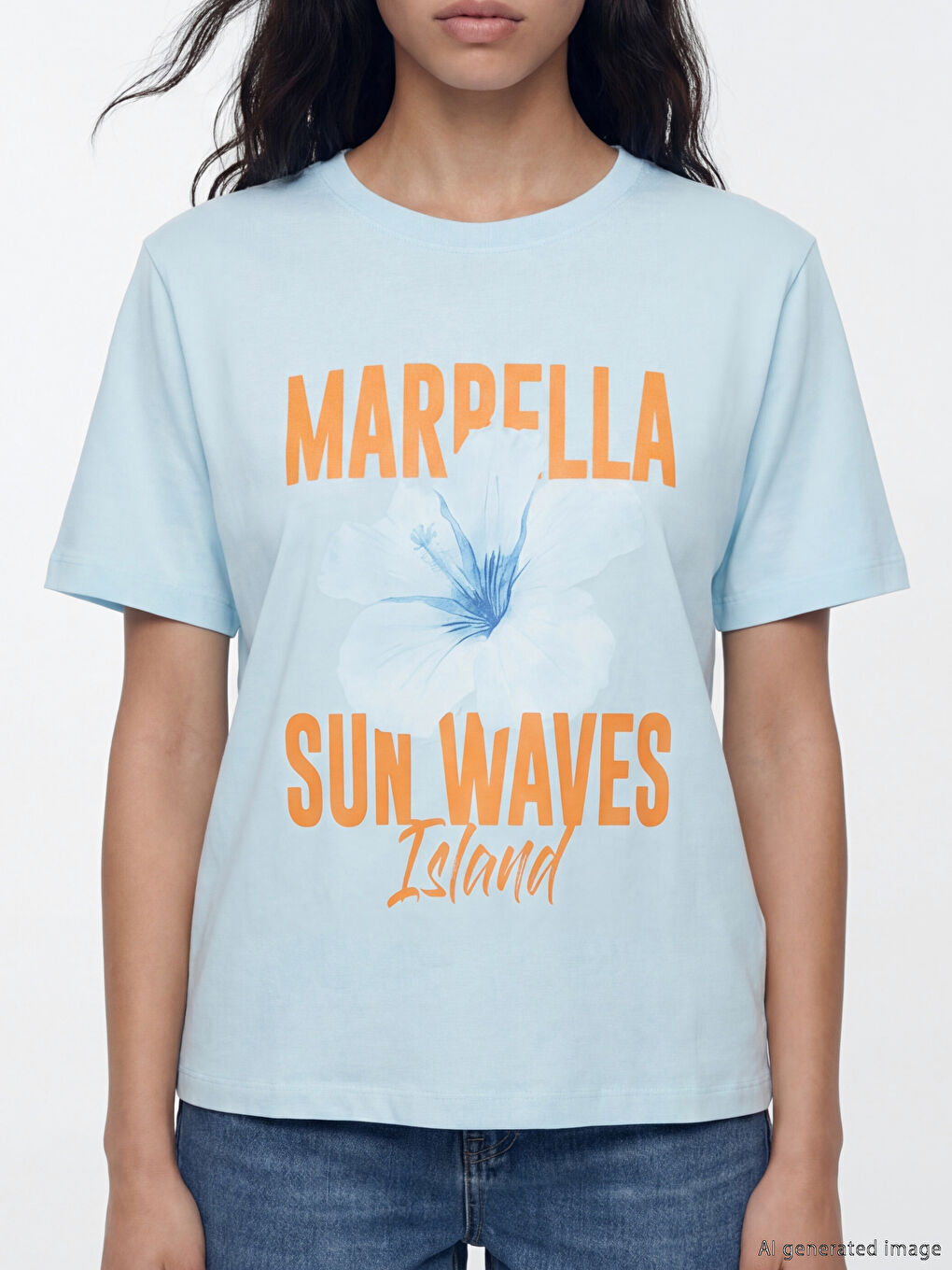 Tricou Imprimat cu Guler Rotund pentru Femei-2