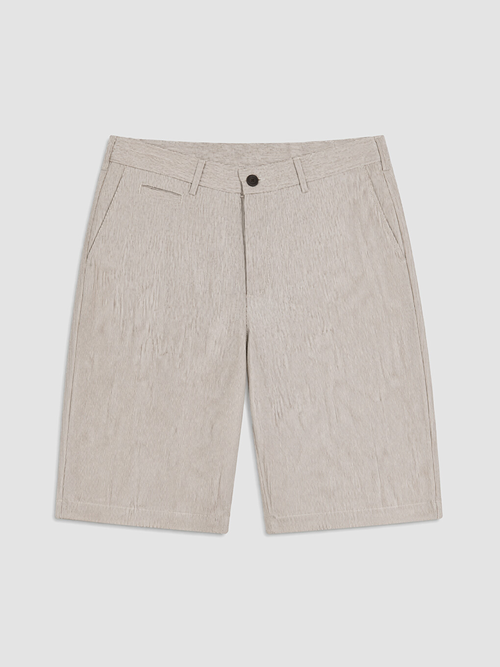 Bej Regular Fit Keten Karışımlı Erkek Şort