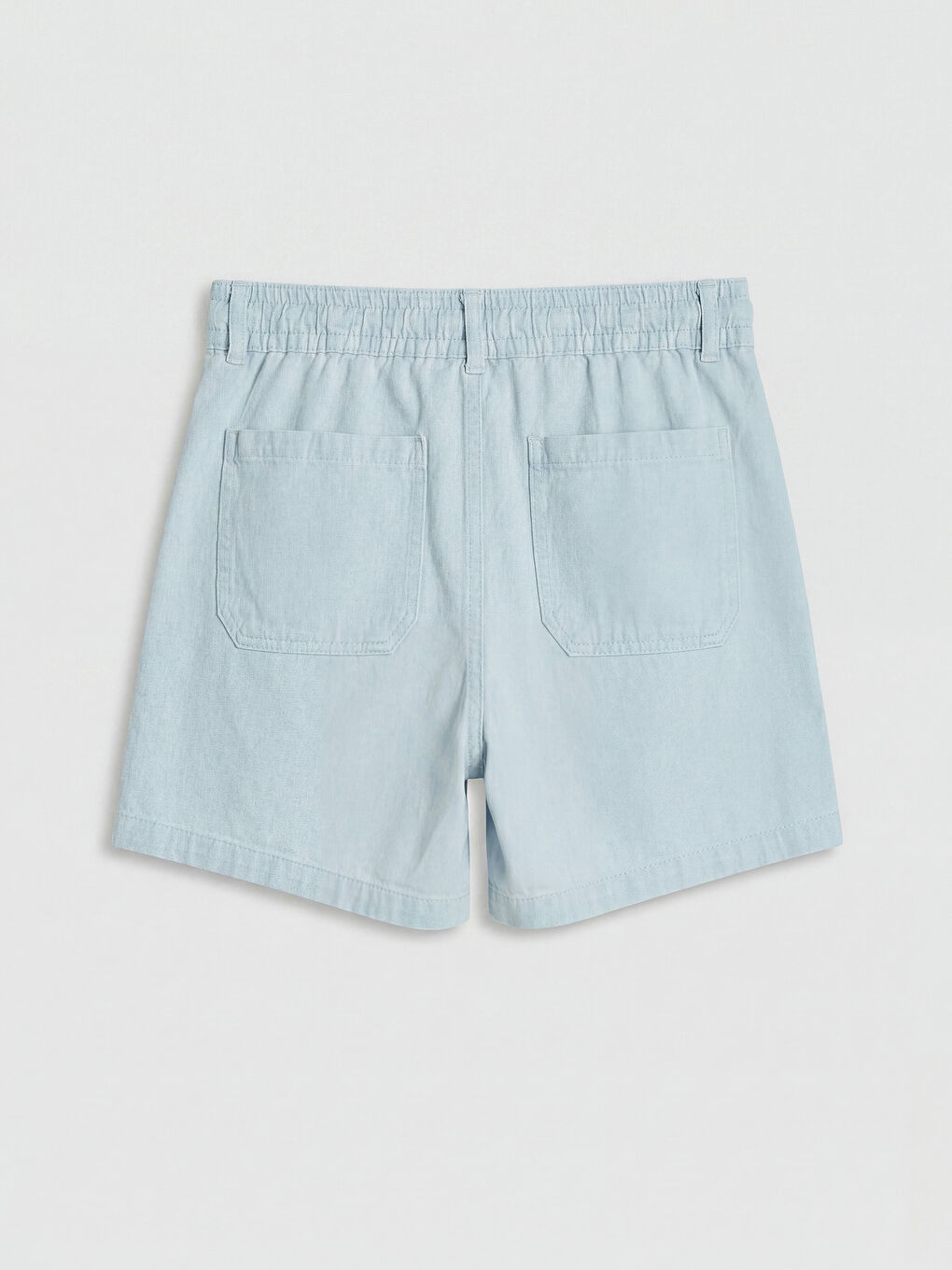 Mavi Beli Lastikli Kadın Jean Şort-1