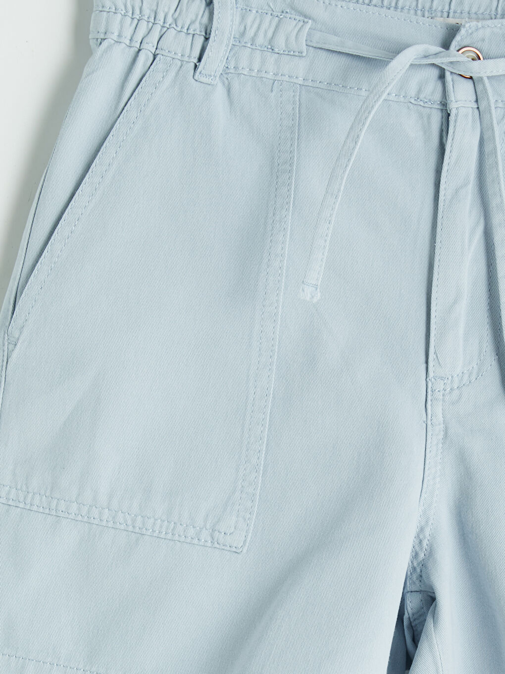 Mavi Beli Lastikli Kadın Jean Şort-2