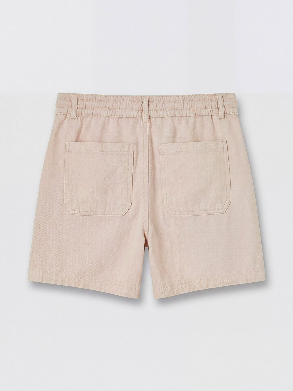 Pembe Beli Lastikli Kadın Jean Şort-1