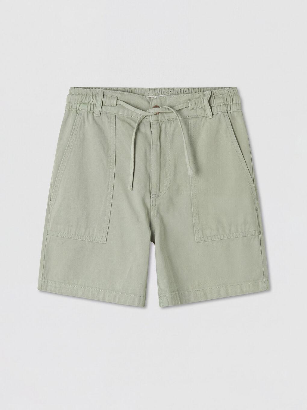 Haki Beli Lastikli Kadın Jean Şort