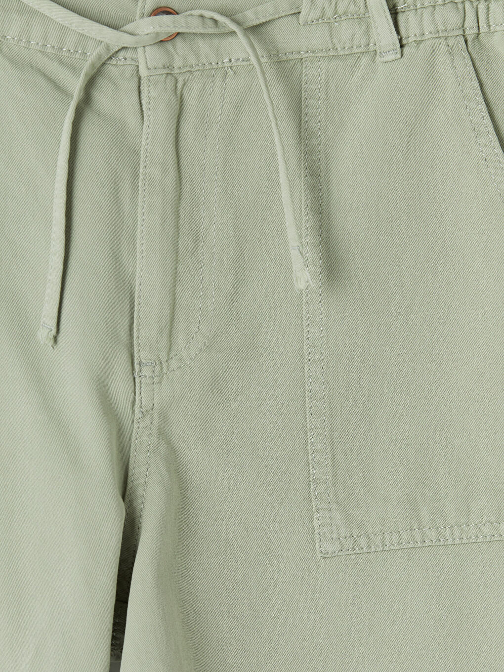 Haki Beli Lastikli Kadın Jean Şort-2