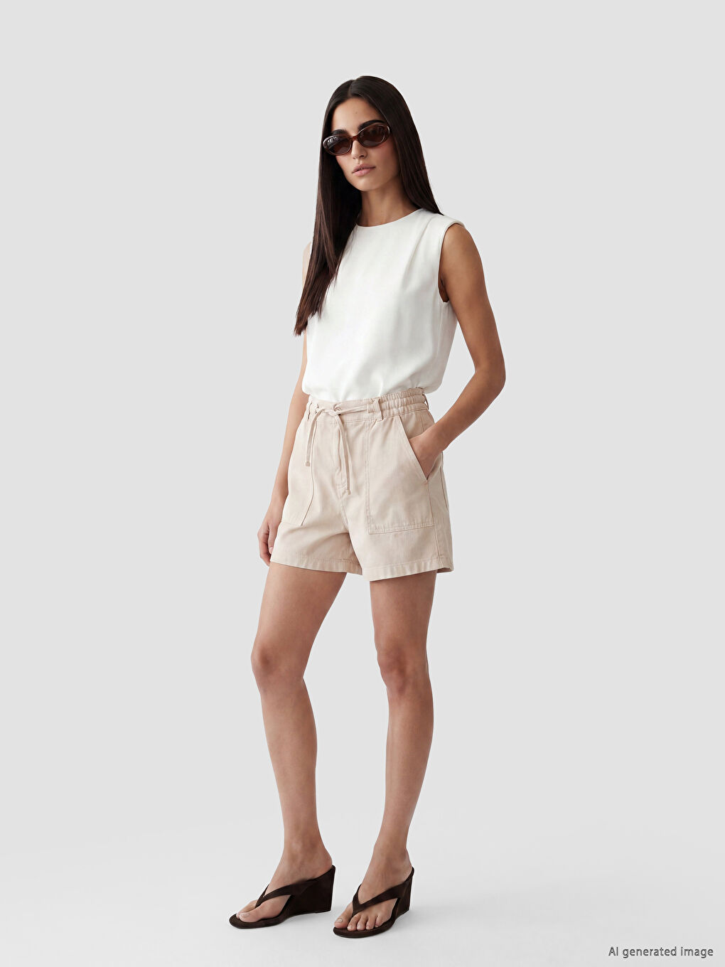 Elastic Waist Women's Jean Shorts
