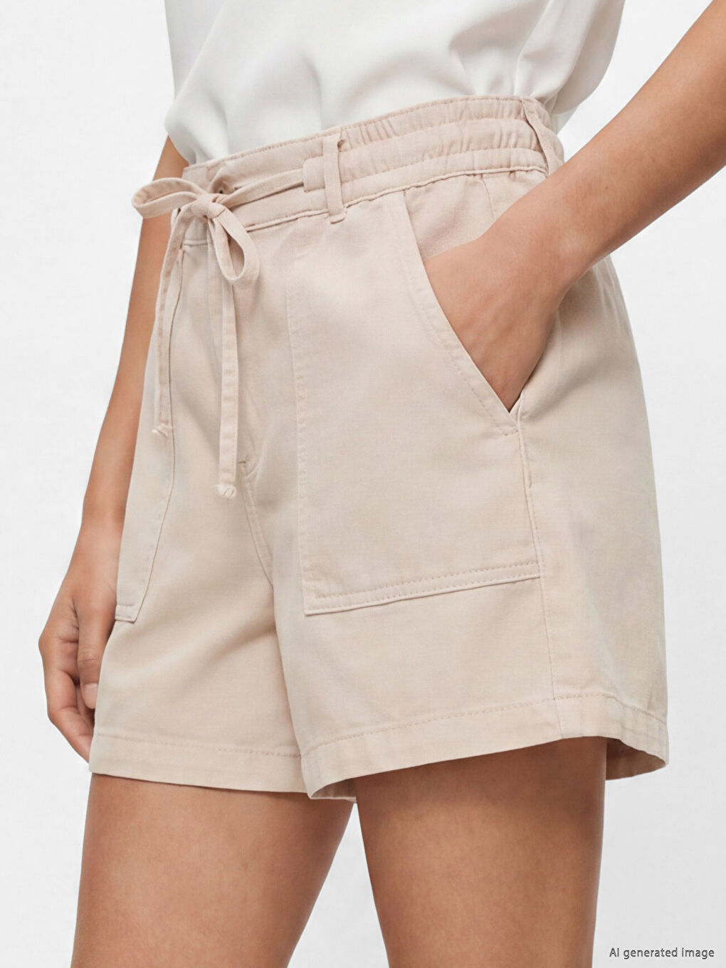 Elastic Waist Women's Jean Shorts-2