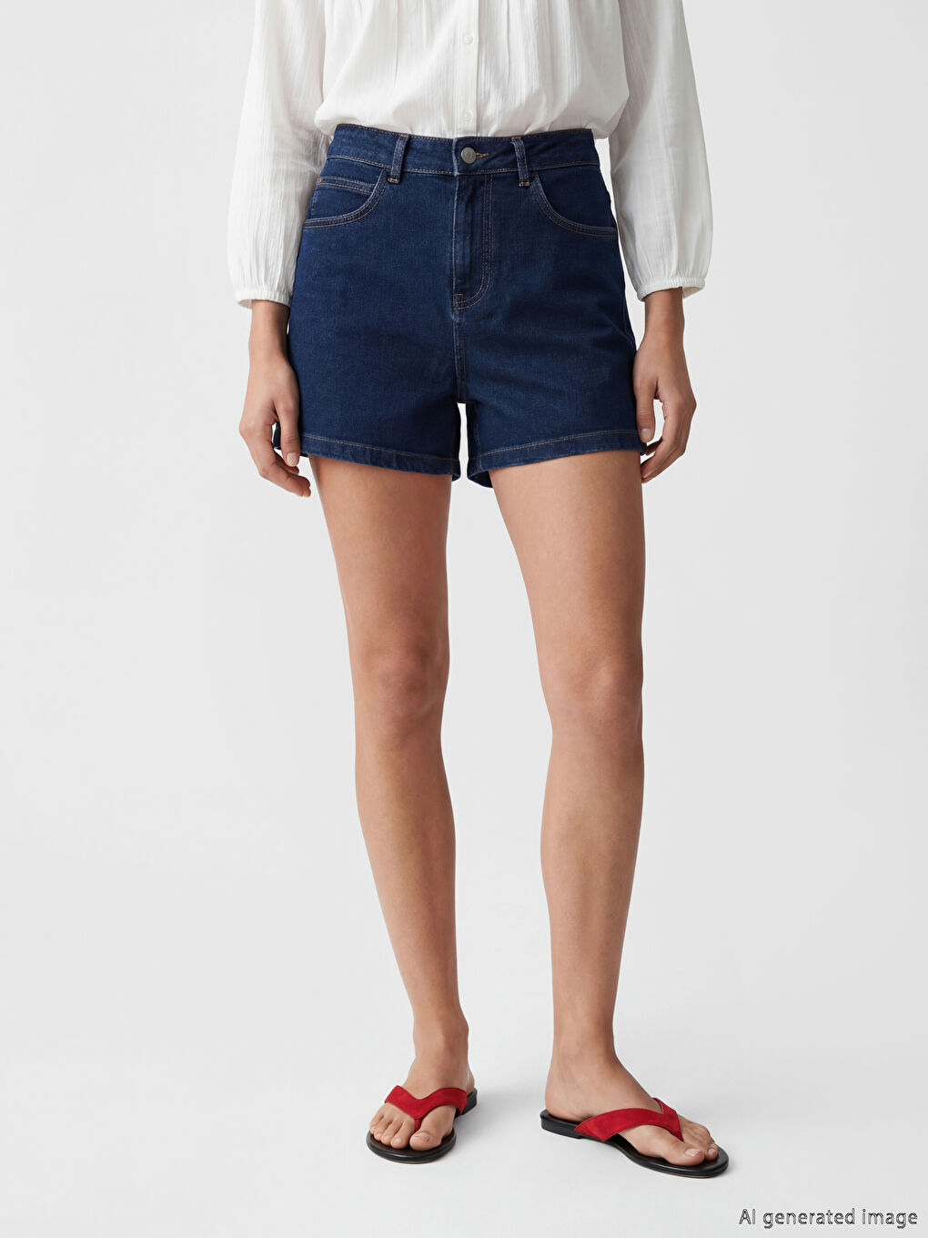 High Waisted Women's Denim Shorts-1