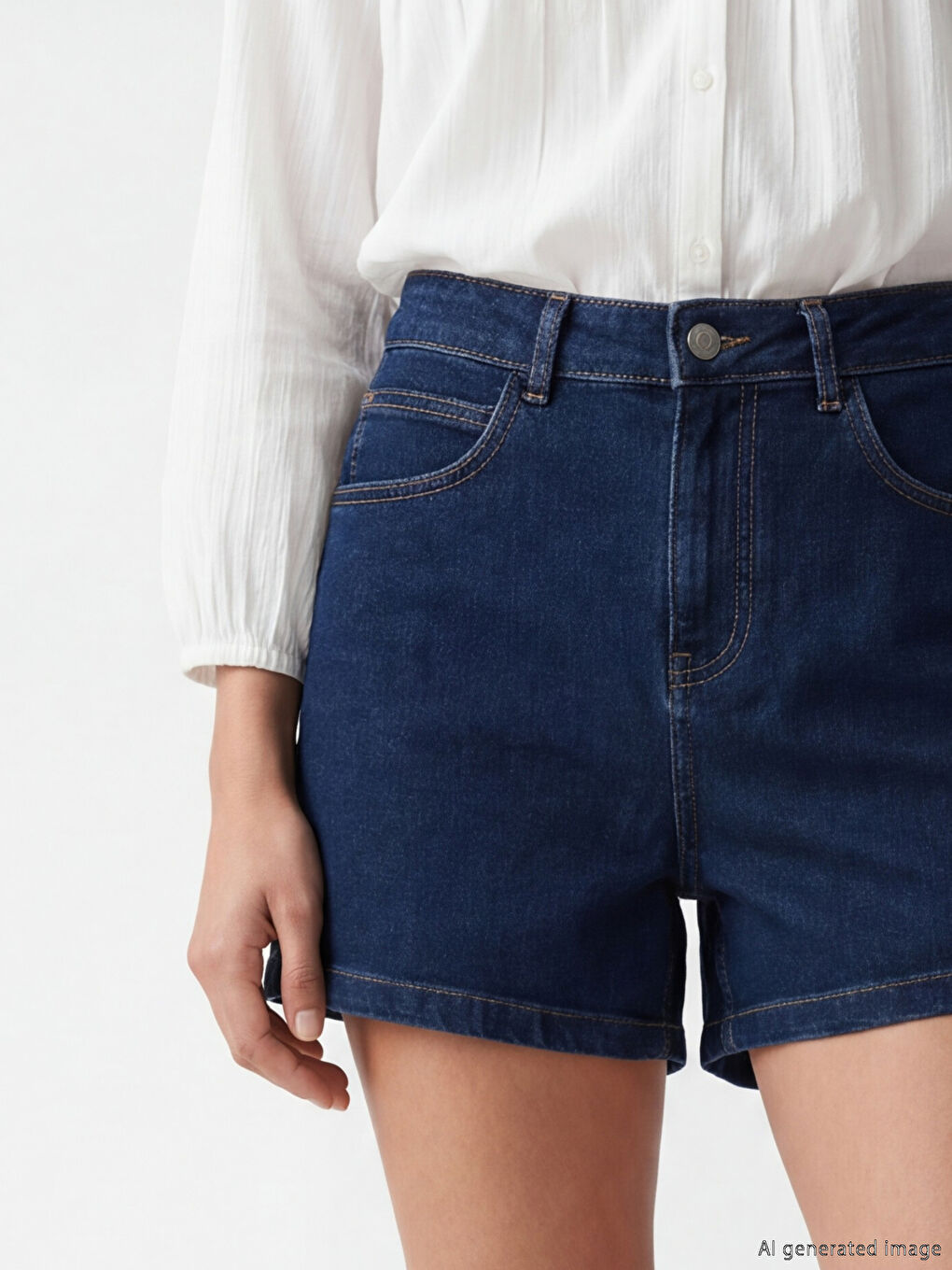 High Waisted Women's Denim Shorts-2
