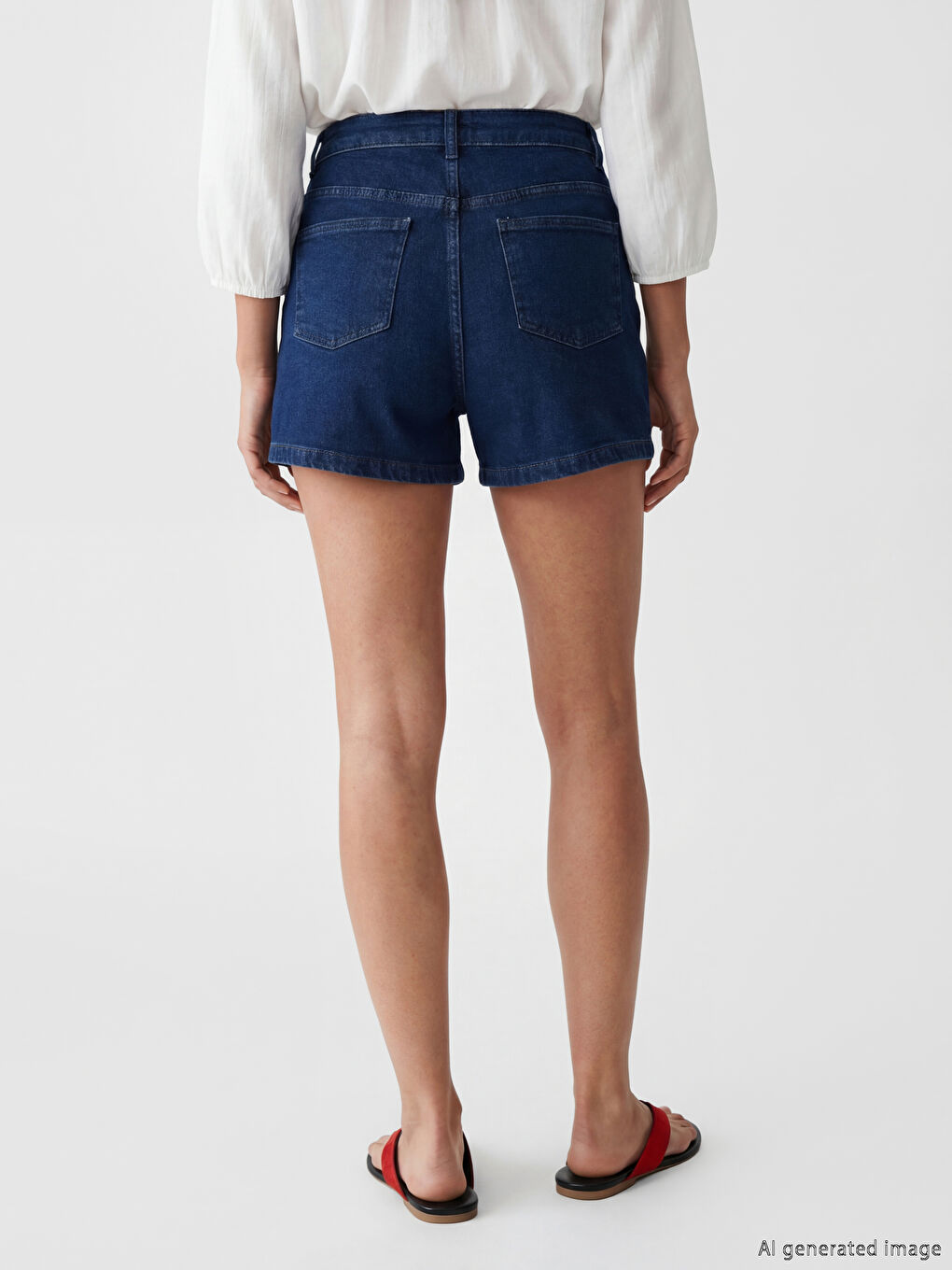 High Waisted Women's Denim Shorts-3