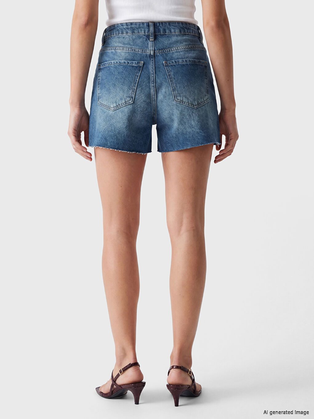 Drawstring Waist Women's Jean Shorts-3