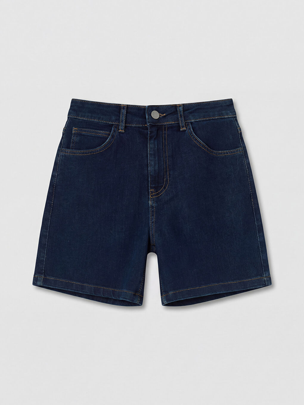 Lacivert Yüksek Bel Kadın Jean Şort