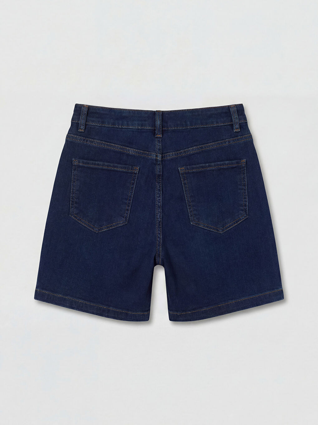 Lacivert Yüksek Bel Kadın Jean Şort-1