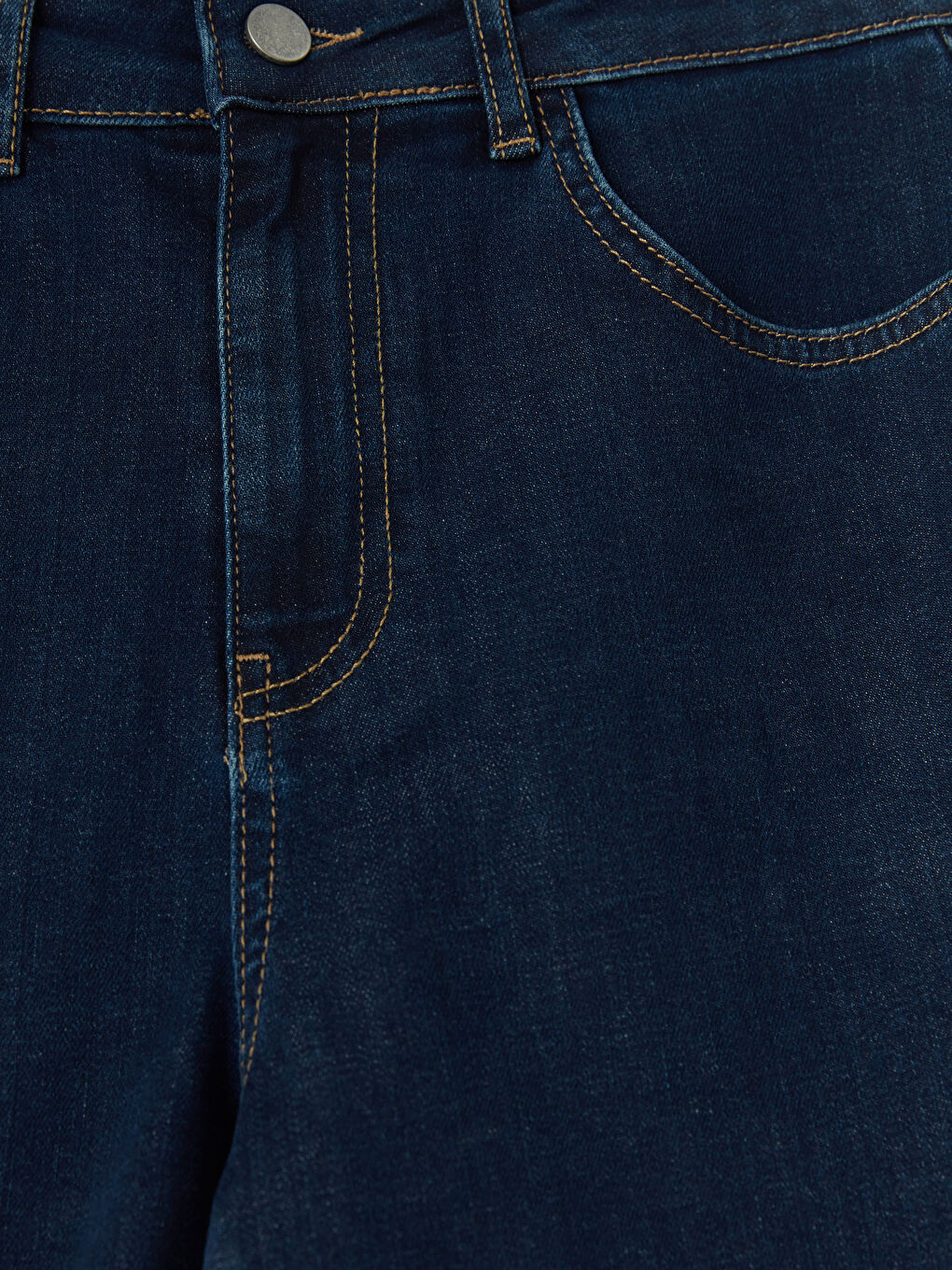 Lacivert Yüksek Bel Kadın Jean Şort-2