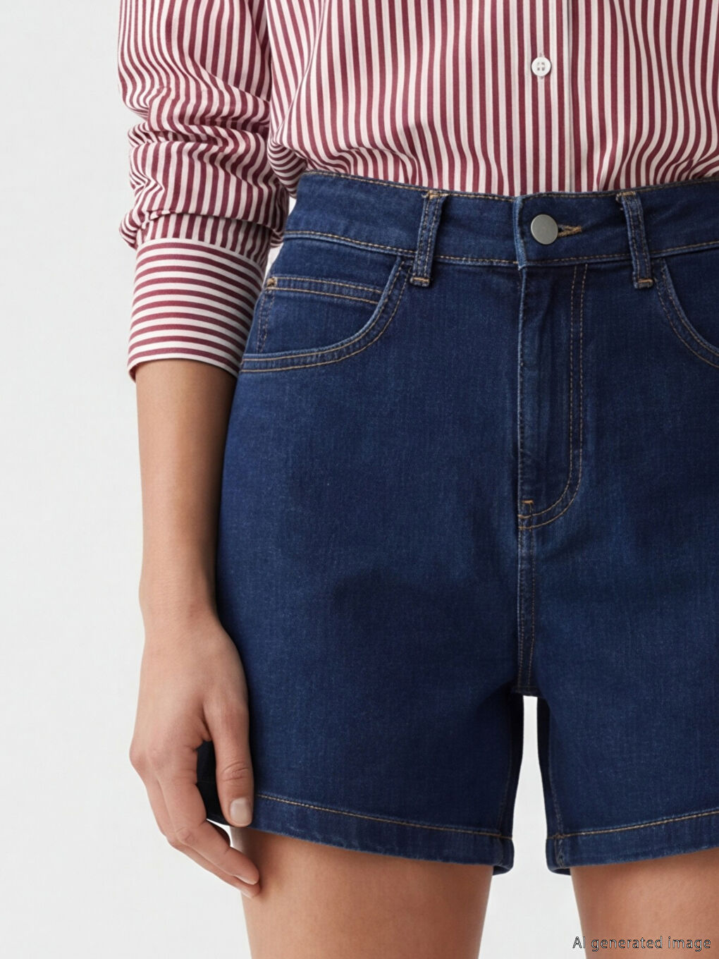 High Waisted Women's Denim Shorts-2