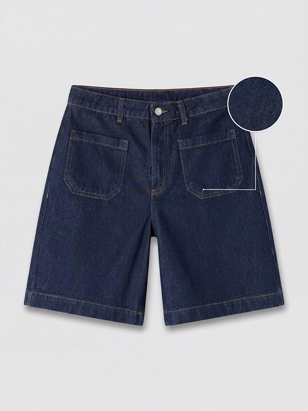 İndigo Bermuda Fit Kadın Jean Şort